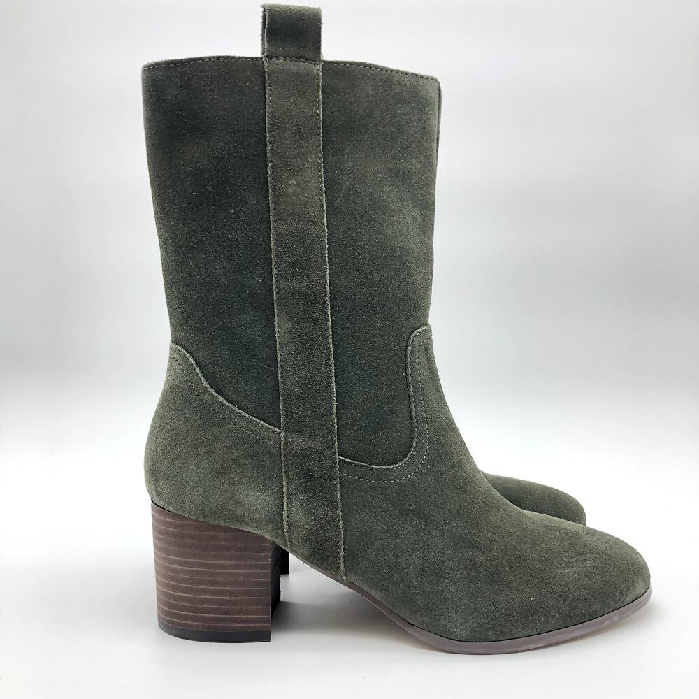 Violet & Red Womens Jarah Western Boot Size 6 Green Suede Mid Calf NWOB